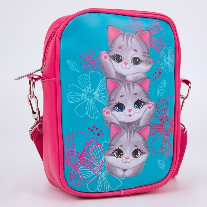 Сумка на ремешке детская для девочки &laquo;Три котенка&raquo;, 15&times;5&times;21