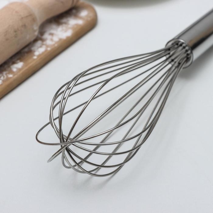 Венчик для взбивания KONFINETTA &laquo;Сильвер&raquo;, струна 1,3 мм, 30&times;8&times;8 см, цвет серебристый