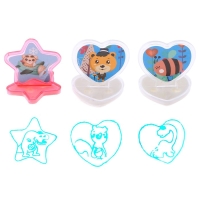 Печать цветная &laquo;Зверята&raquo; , набор 3 шт., ролик-печать с 2 насадками, штемпельная подушка