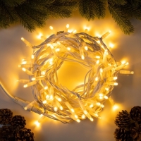 Гирлянда &laquo;Нить&raquo; 10 м, IP65, УМС, белая каучуковая нить, 100 LED, свечение тёплое белое, 220 В