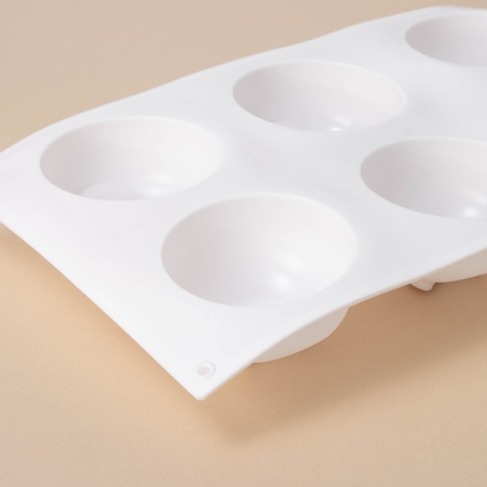 Форма для муссовых десертов и выпечки Доляна &laquo;Десерт с фруктами&raquo;, 30&times;17,5&times;4,5 см, 6 ячеек (d=7 см), цвет белый