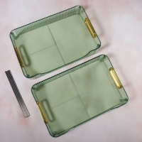 Органайзер для хранения, с ручками, 2 секции, 31 &times; 20 &times; 29 см, цвет зелёный/золотистый