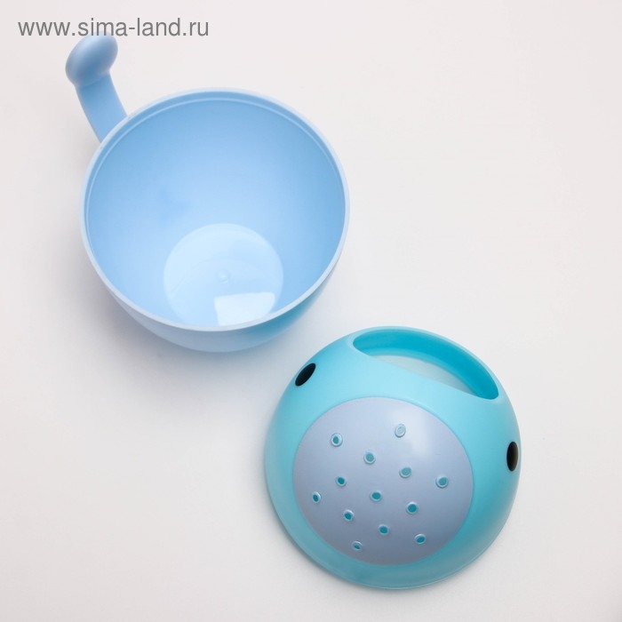 Ковш пластиковый для купания и мытья головы, детский банный ковшик &laquo;Кит&raquo;, 400 мл., с леечкой, цвет голубой