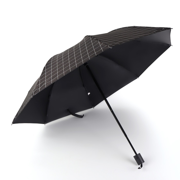 Зонт механический &laquo;Крупная клетка&raquo;, эпонж, 4 сложения, 8 спиц, R = 48/55 см, D = 110 см, цвет МИКС