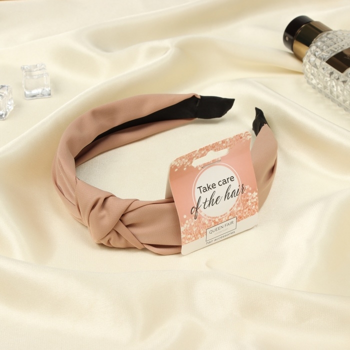 Ободок для волос "Кокетка" 3 см, бежевый