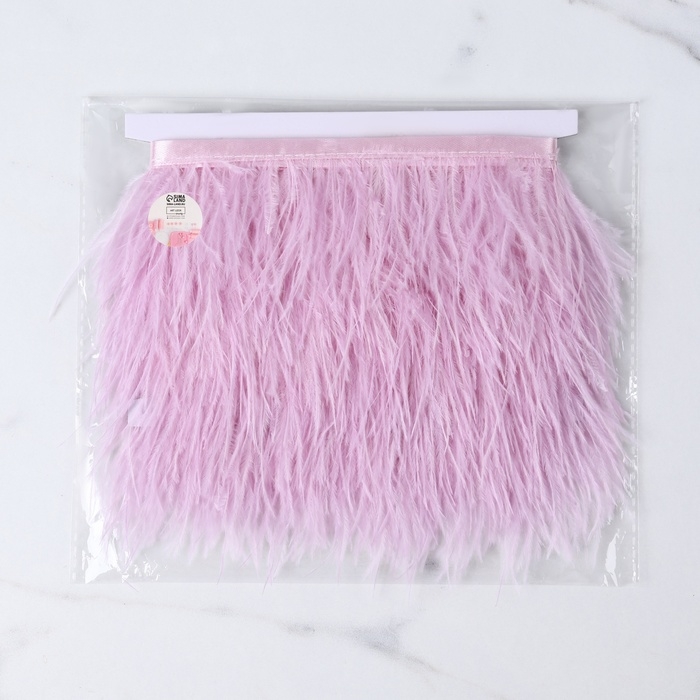Тесьма с перьями страуса, 8-10 см, 5 &plusmn; 0,5 м, цвет лавандовый