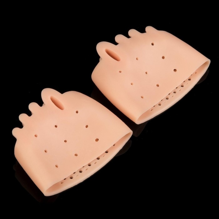 Корректоры - разделители для пальцев ног, на манжете, дышащие, 4 разделителя, силиконовые, 8 &times; 7 см, пара, цвет бежевый