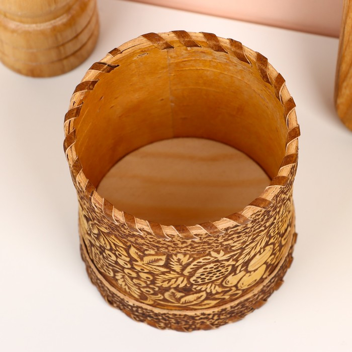 Туес для специй &laquo;Ягоды&raquo;, специи, 8х8х9 см, береста