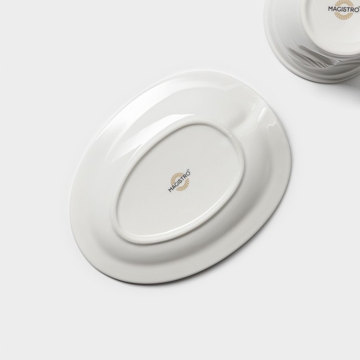 Чайная пара фарфоровая Magistro &laquo;Бланш&raquo;, 2 предмета: чашка 300 мл, блюдце, цвет белый