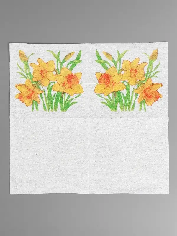 Салфетки бумажные Гармония цвета многоцветие "Нарциссы желтые", 24*24 см 50 листов