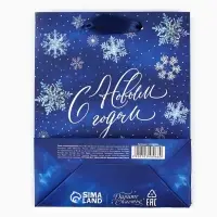 Пакет подарочный новогодний ламинированный &laquo;С Новым годом&raquo;, снежинки, S 12 х 15 х 5.5 см