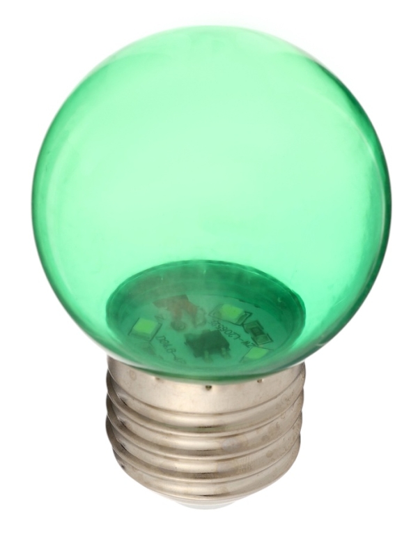 Лампа светодиодная, G45, Е27, 1.5 Вт, для белт-лайта, прозрачная, зеленая, набор 10 шт