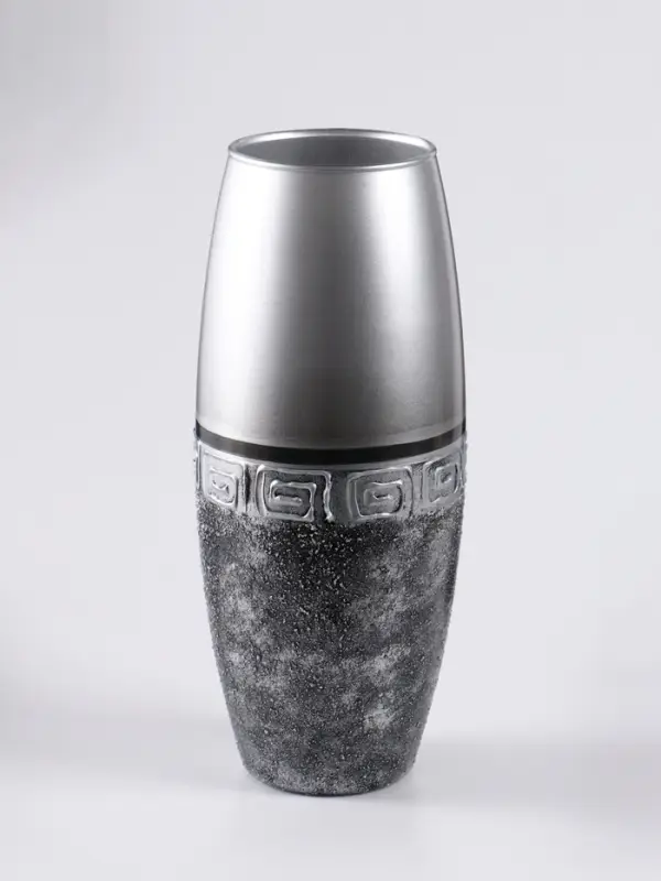 Ваза &laquo;Абстракция&raquo;, полоса, овал, h=26 см, стекло, серо-чёрная