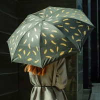 Зонт женский механический &laquo;Золотые перья&raquo;, 8 спиц, d=95, цвет чёрный