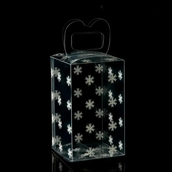 Коробка подарочная новогодняя складная ПВХ &laquo;Снежинки&raquo; 12&times;7&times;7 см