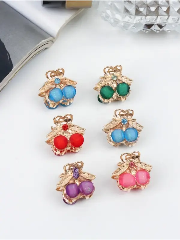 Крабик для волос &laquo;Арфея&raquo;, вишенки, 2.3 см, золото МИКС