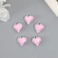 Декор для творчества металл, страз "Сердечко" розовый 1,6х1,4 см