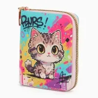 Кошелек дет 07-01-01 Июнь2546 кот, 8,5*2,5*10,5 см, 2 отд+отд/молн, д/карт, разноцветный