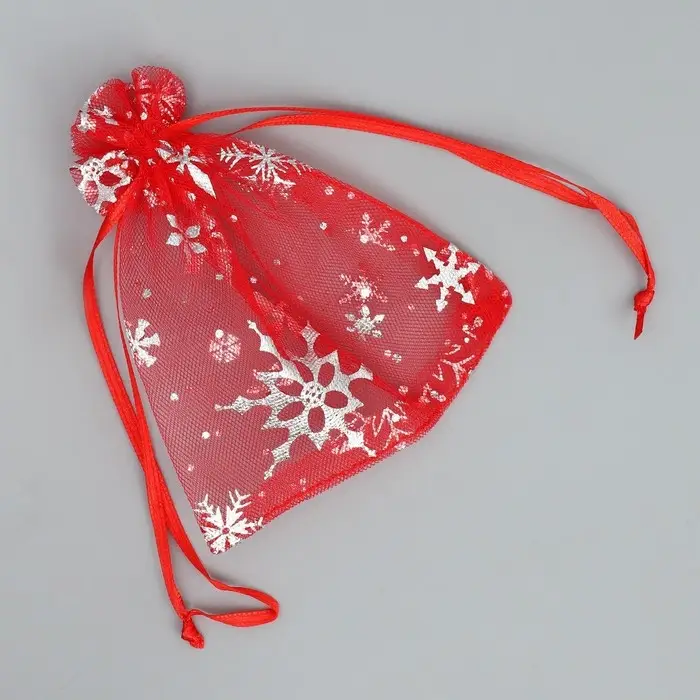 Мешочек подарочный органза &laquo;Танец снежинок&raquo;, тиснение, органза, 10 х 12 см +/- 1.5 см