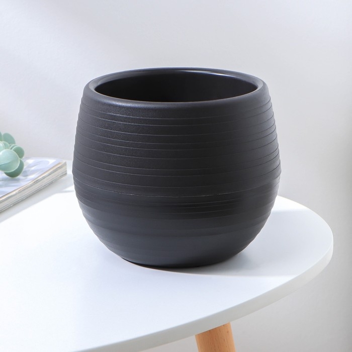 Горшок для цветов с поддоном &laquo;Япония&raquo; 1,2 л, цвет графитовый