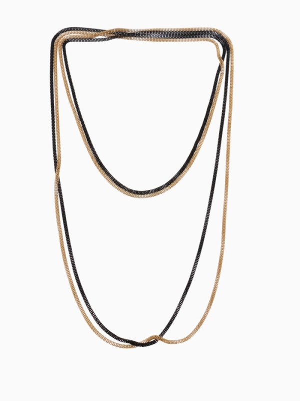 Бусы 2 нити &laquo;Трансформер&raquo; (несколько способов носки), цвет чёрно-золотой, 118 см