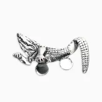 Брошь для кармана "Крокодил", цвет чернёное серебро