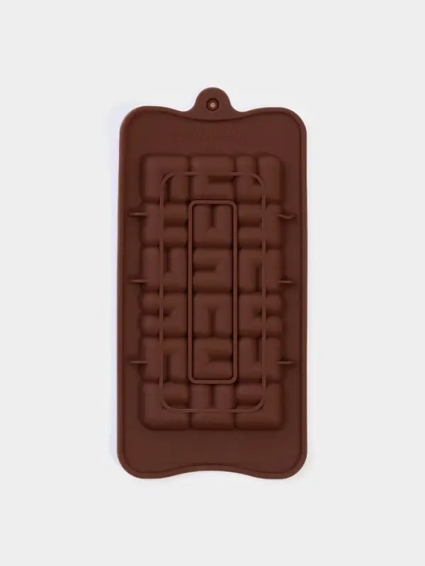 Форма для шоколада Доляна &laquo;Лабиринт&raquo;, силикон, 22&times;11&times;1 см, 18 ячеек, коричневая