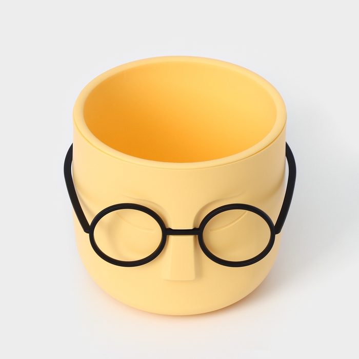 Кашпо для цветов со вставкой &laquo;Стив&raquo;, 650 мл, d=11,5 см, h=10,5 см, цвет банановый