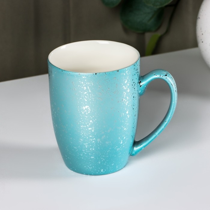 Кружка Доляна &laquo;Блеск&raquo;, 350 мл, керамика, цвет голубой