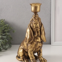 Подсвечник полистоун на 1 свечу "Спаниель" золото 14,5х9х24 см
