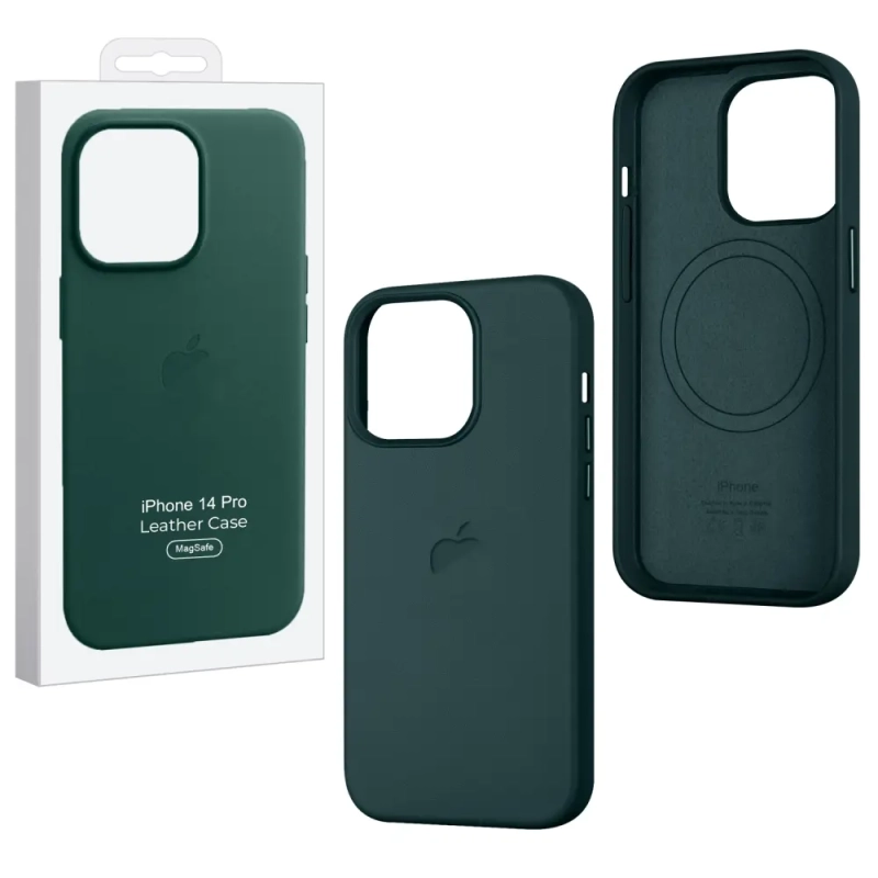 Чехол iPh 14 Pro Leather Case 100% ORG Forest Green