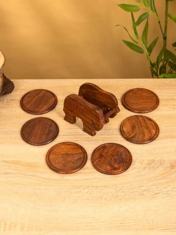 Подставка под горячее "Слон" (набор 6 шт), 12х12х6,5 см, дерево шишам