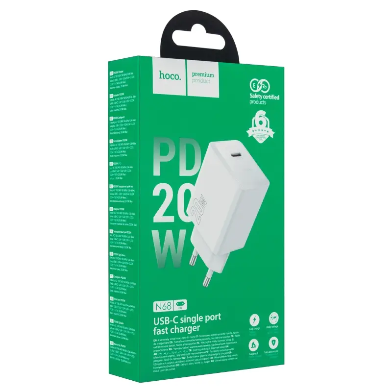 Переходник N68 СЗУ на Type-С PD 20W HOCO белый