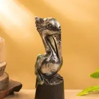 Сувенир интерьерный "Пеликан" 7х7х20 см, дерево, цв. серебро