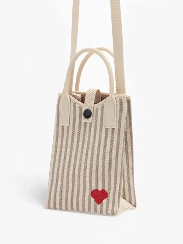 Сумка подр Сердце, 12*4*17, отд на кнопке, дл ремень, бело/серый