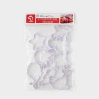 Набор форм для печенья Доляна &laquo;Подводный мир&raquo;, 8 предметов, цвет белый