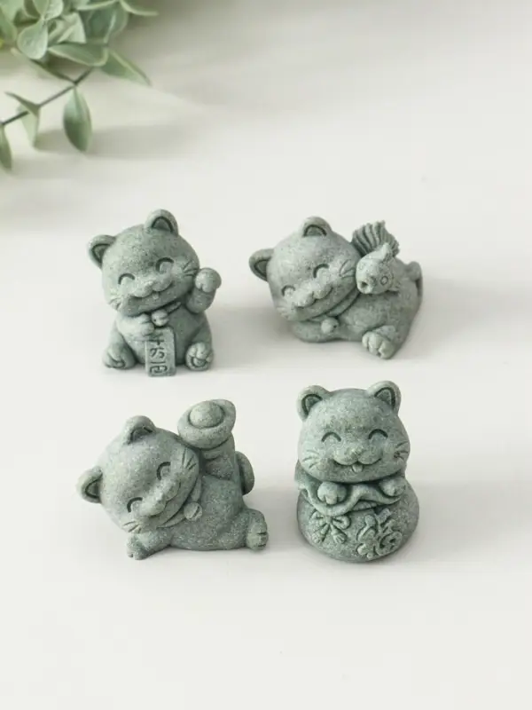 Сувенир песчаник "Манэки-нэко" набор 4 шт 4,3х4х5,5 см
