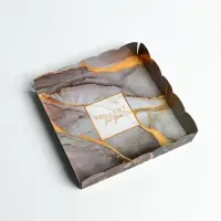 Коробка для печенья, кондитерская упаковка с PVC крышкой, &laquo;Мрамор&raquo;, 15 х 15 х 3 см