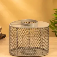 Подсвечник фонарь со стеклянной колбой 19,5х23х15,5 см, d 10 см, металл, цв. серый