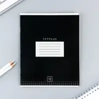 Тетрадь в клетку 12 листов А5, на скрепке &laquo;Цветная обложка&raquo;, обложка мелованный картон, блок №2, 5 видов МИКС