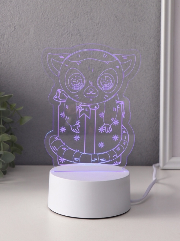 Светильник "Лемур на подарке" LED RGB от сети RISALUX 9,5х11,8х17 см