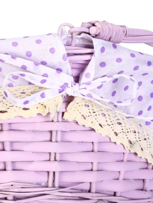 Корзина плетеная 32 х 32 х 14 см, ручка h=14 см фиол-ый  ткань