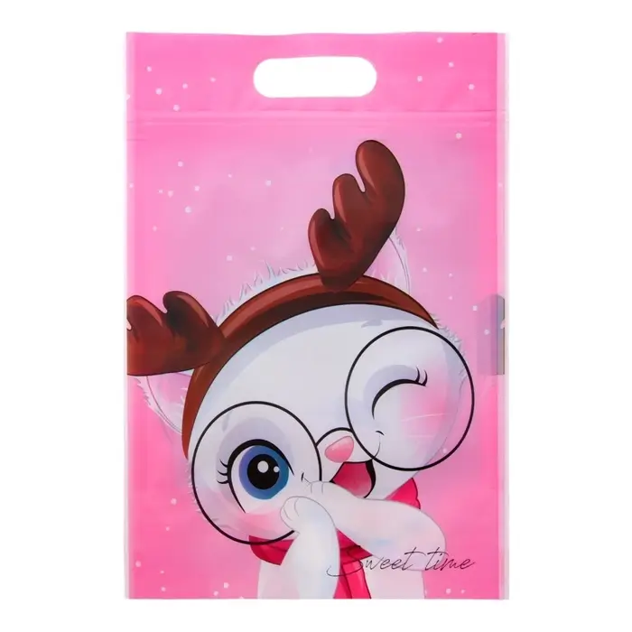 Пакет подарочный, с zip-lock застежкой, "Зимние котята", 15х22см.