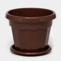 Горшок для цветов с поддоном &laquo;Доляна. Эрика&raquo;, 700 мл, пластиковый, коричневый