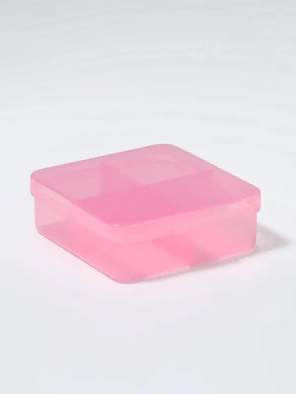 Таблетница, 6,5 &times; 6,5 &times; 2,5 см, 4 секции, цвет розовый