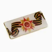 Значок &laquo;Отечественная война&raquo;, прямоугольный, 3 см, цветной в золоте