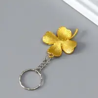 Брелок металл со стразами "Клевер" золото 3,8х3,8х0,3 см