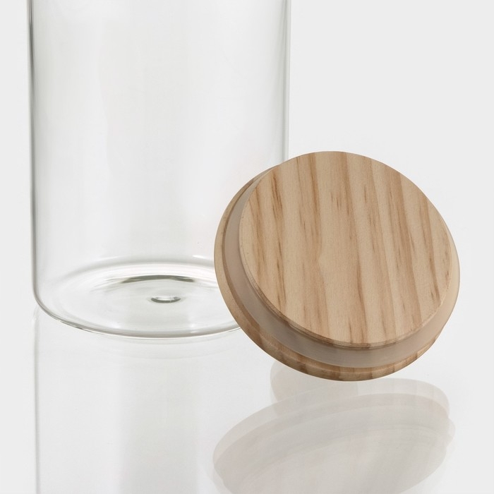 Банка стеклянная для хранения сыпучих продуктов Bella Tenero &laquo;Эко&raquo;, 1,4 л, 10&times;25,5 см, с бамбуковой крышкой