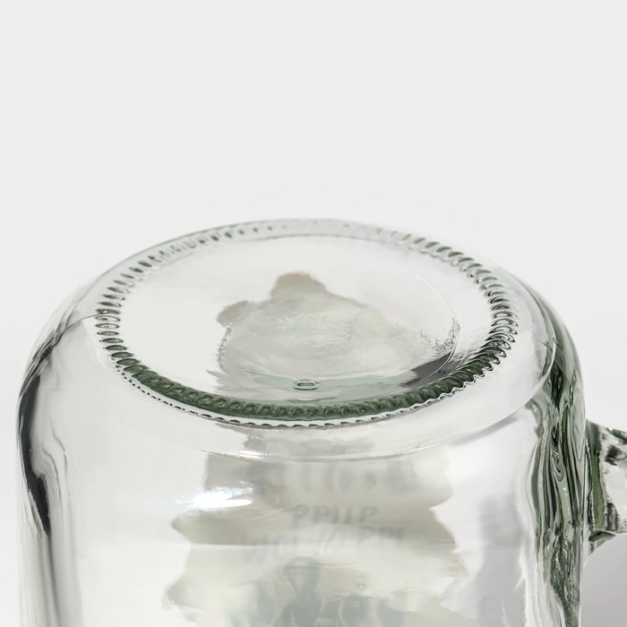 Кружка стеклянная Доляна &laquo;Вино&raquo;, 450 мл, 10&times;7,5&times;13 см, с ручкой, крышкой и трубочкой