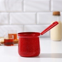 Турка Доляна &laquo;Мрамор рэд&raquo;, 500 мл, d=9 см, 19,5&times;9&times;14 см, пластиковая ручка, антипригарное покрытие, индукция, цвет красный